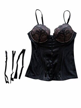 Victoria's Secret Women's Corset Bra Lace Black Pink Size 36C 2008